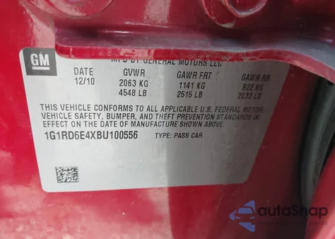 2011 Chevrolet Volt from USA, damaged, VIN 1G1RD6E4XBU100556
